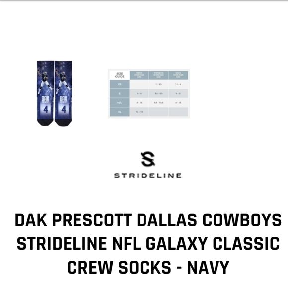 NWT Unisex Dak Prescott Dallas Cowboys NFL Galaxy Classic Crew Socks - Picture 3 of 4